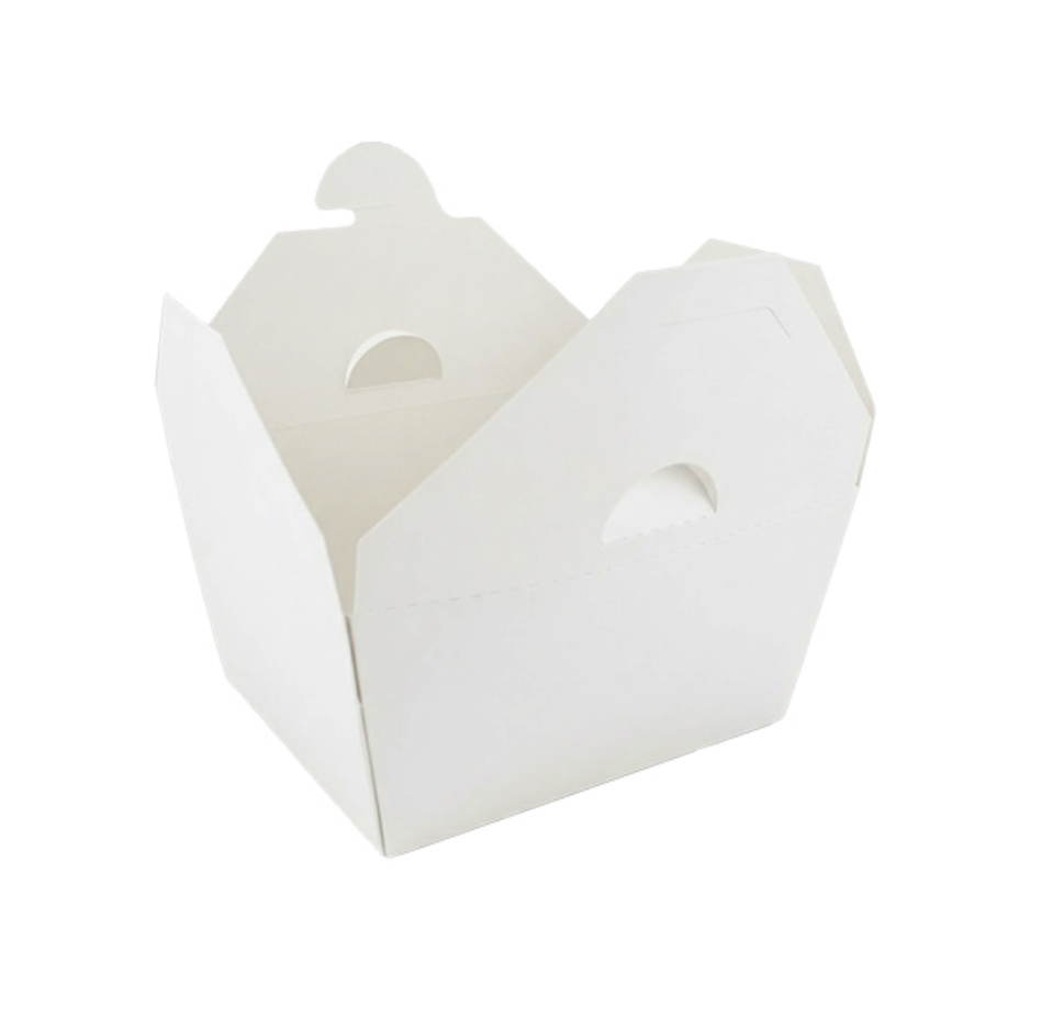 #1 26oz White Paper Take-Out Box with Hole #1 26oz White Paper Take-Out Box with Hole